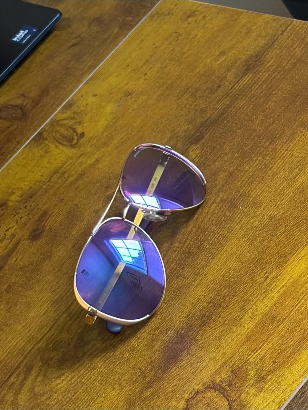 Michael Kors Rose Gold Aviator Sunglasses with Purple Gradient Lenses